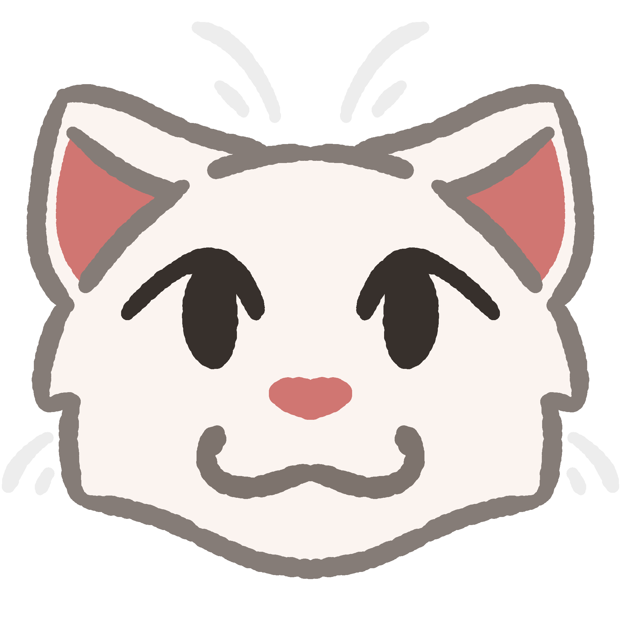 A simple all white cat head with off-white whiskers